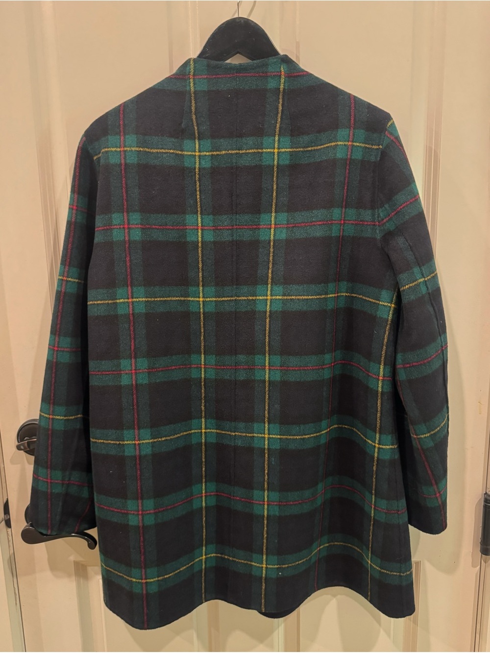 Talbots Tartan Double Faced Black and Green Plaid Wool Jacket Large $349 - Picture 5 of 11